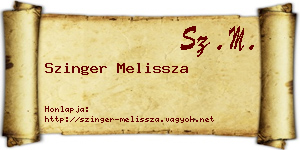 Szinger Melissza névjegykártya